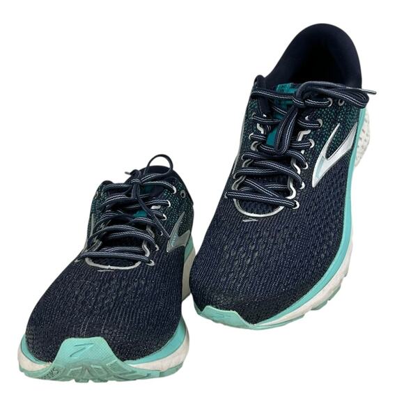 Men's Brooks Ghost 11 Navy and Teal Running Shoes Size 10.5 Wide NO INSOLES - Picture 2 of 12